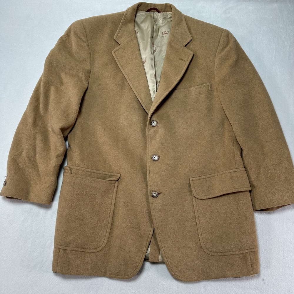 Jos A Bank Blazer Mens 44x31 Camel Tan Wool Premier Collection Made USA Jacket